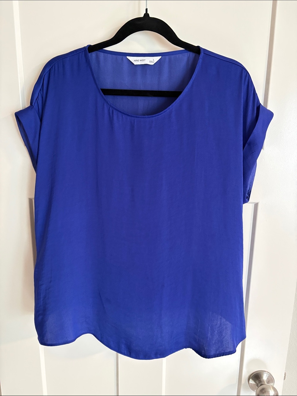 Nine West Royal Blue Women's Short Sleeve Blouse